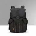 Black travel backpacking backpack, holds a 16-inch laptop, durable material