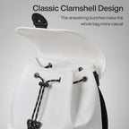 white travel backpacking backpack with classic clamshell design