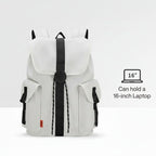 White travel backpacking backpack with laptop compartment and stylish design
