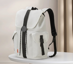 White travel backpacking backpack with adjustable straps and multiple pockets