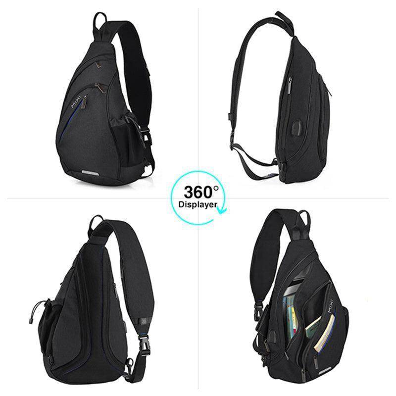 Stylish USB charging crossbody backpack with multiple compartments for easy organization