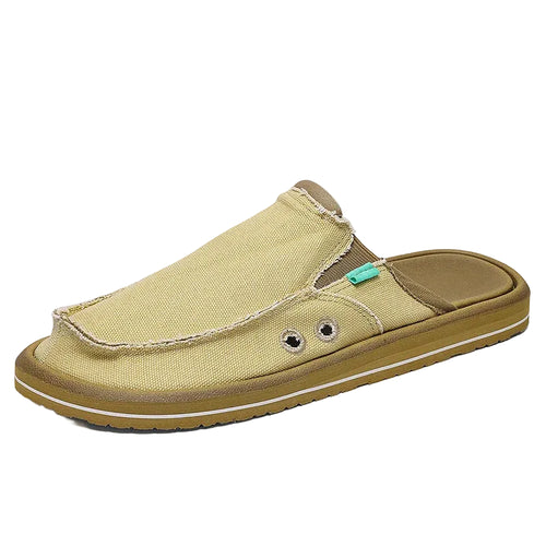 Mens comfortable shoes in beige canvas for casual wear