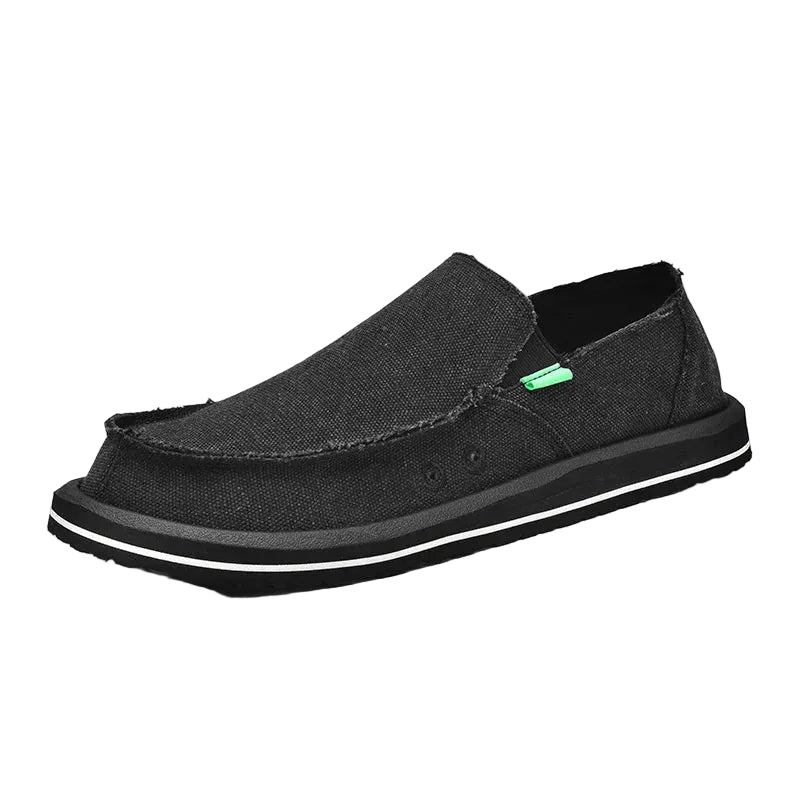 Mens comfortable shoes in black denim for casual wear
