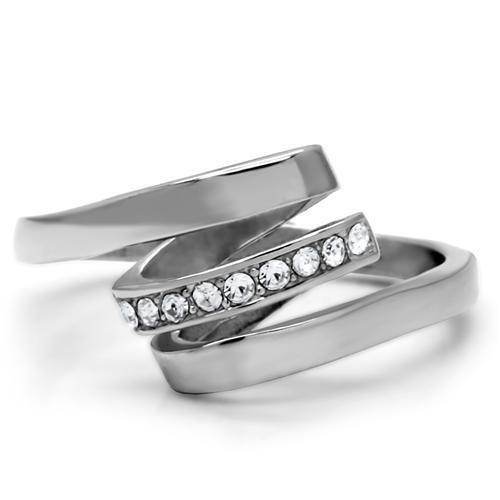 Modern silver fashion ring for women featuring a sleek design with sparkling crystals