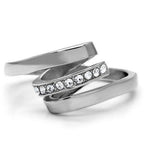 Modern silver fashion ring for women featuring a sleek design with sparkling crystals