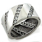 Modern silver ring for women with a zigzag design and sparkling crystals