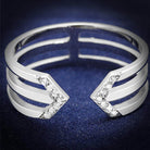 Modern silver rings for vacation style featuring a chic, open design with sparkling accents