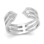 Modern silver rings for vacation style featuring a unique open design with sparkling accents