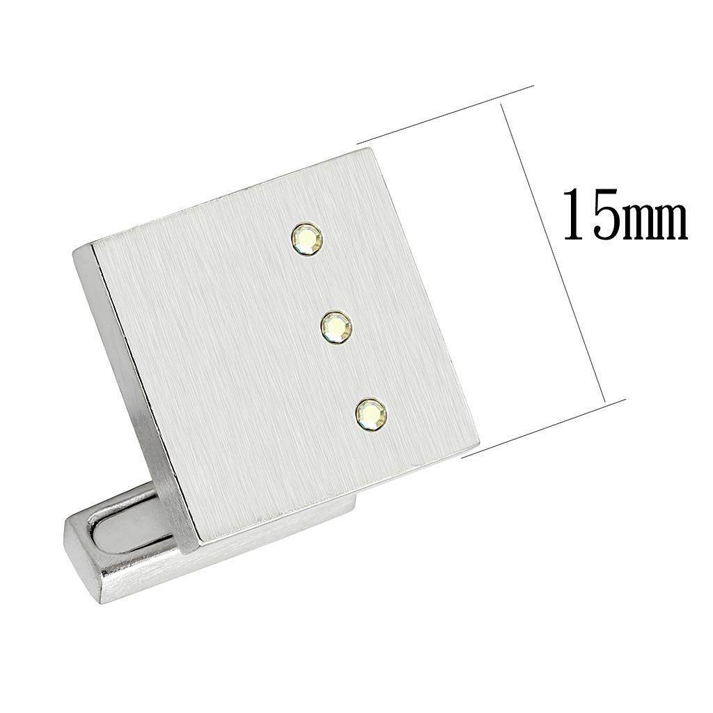 Modern square cufflinks for men with sleek design and three decorative stones for formal occasions