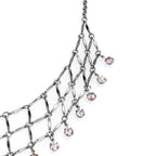 Stylish silver necklace with sparkling crystals, ideal as modern vacation jewelry for women