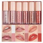 6PCS Hydrating Lip Gloss Neutral Nude Nourishing Glossy - VacationGrabs