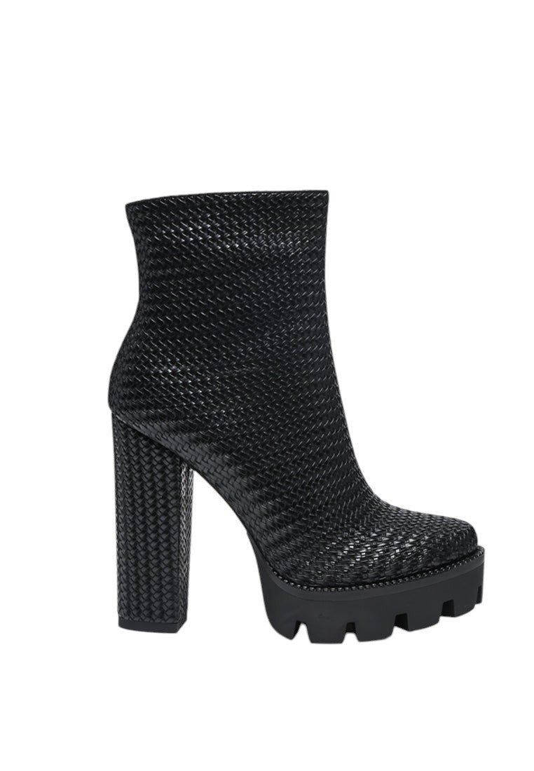 Moleski Textured Block Heeled Boots