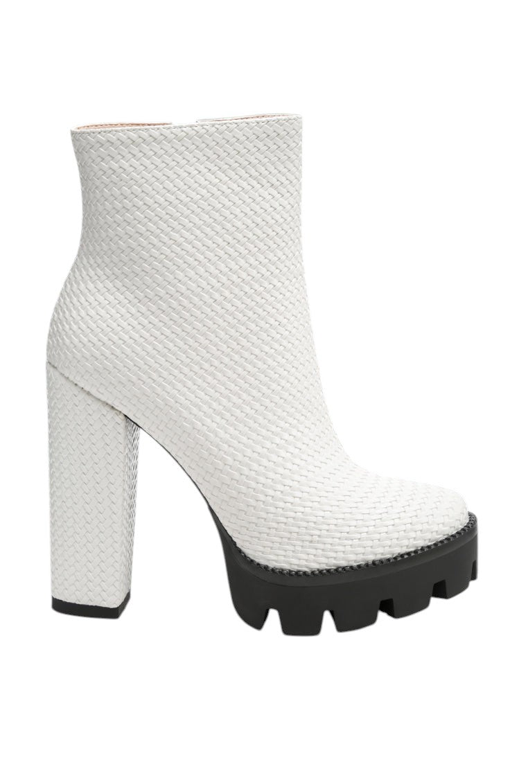Moleski Textured Block Heeled Boots