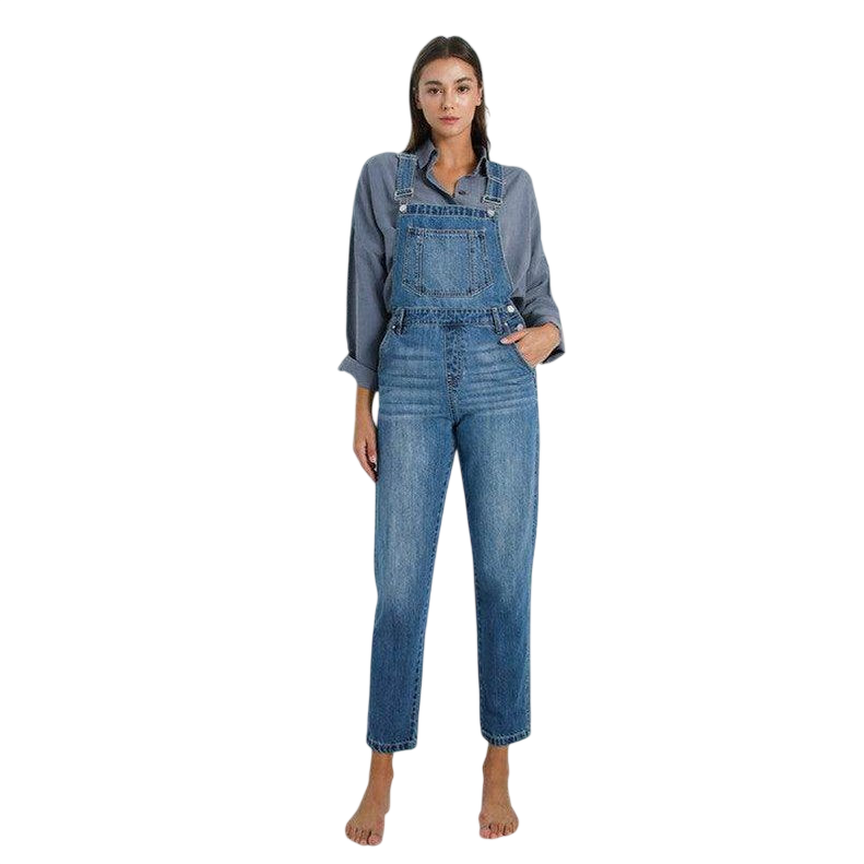 Womens Cropped Bib Denim Jean Overalls