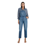 Womens Cropped Bib Denim Jean Overalls