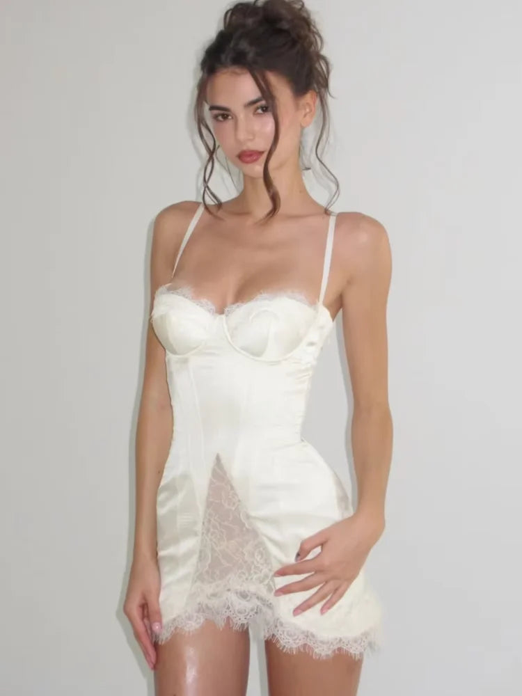Ivory lace lingerie set with soft satin and delicate lace trim