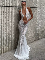White lace lingerie set for a glamorous evening look
