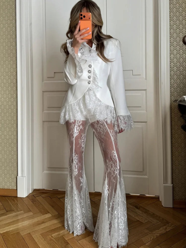 Women's lace lingerie set in white, perfect for special occasions