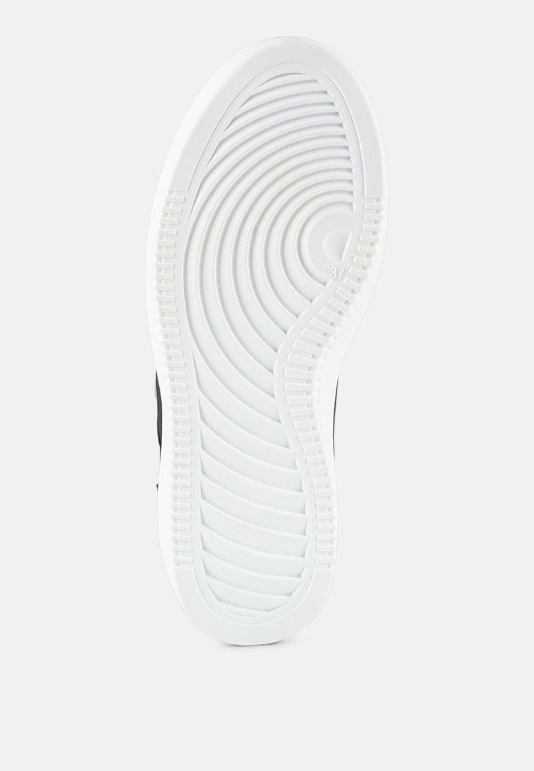 Monigue Faux Leather Cross Stitch Detail Sneakers