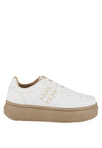 Monigue Faux Leather Cross Stitch Detail Sneakers