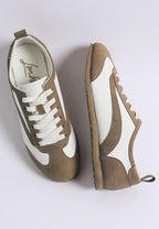 Moomba lace up sneakers in brown and white, stylish and comfortable