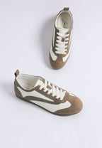 Moomba lace up sneakers in brown and white suede for casual wear