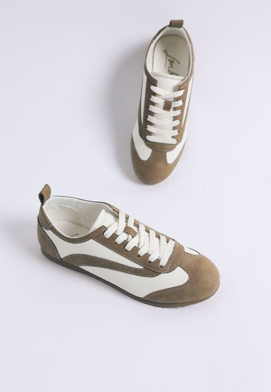 Moomba lace up sneakers in brown and white suede for casual wear