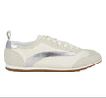 Women's Moomba lace up sneakers in white, faux leather and micro suede