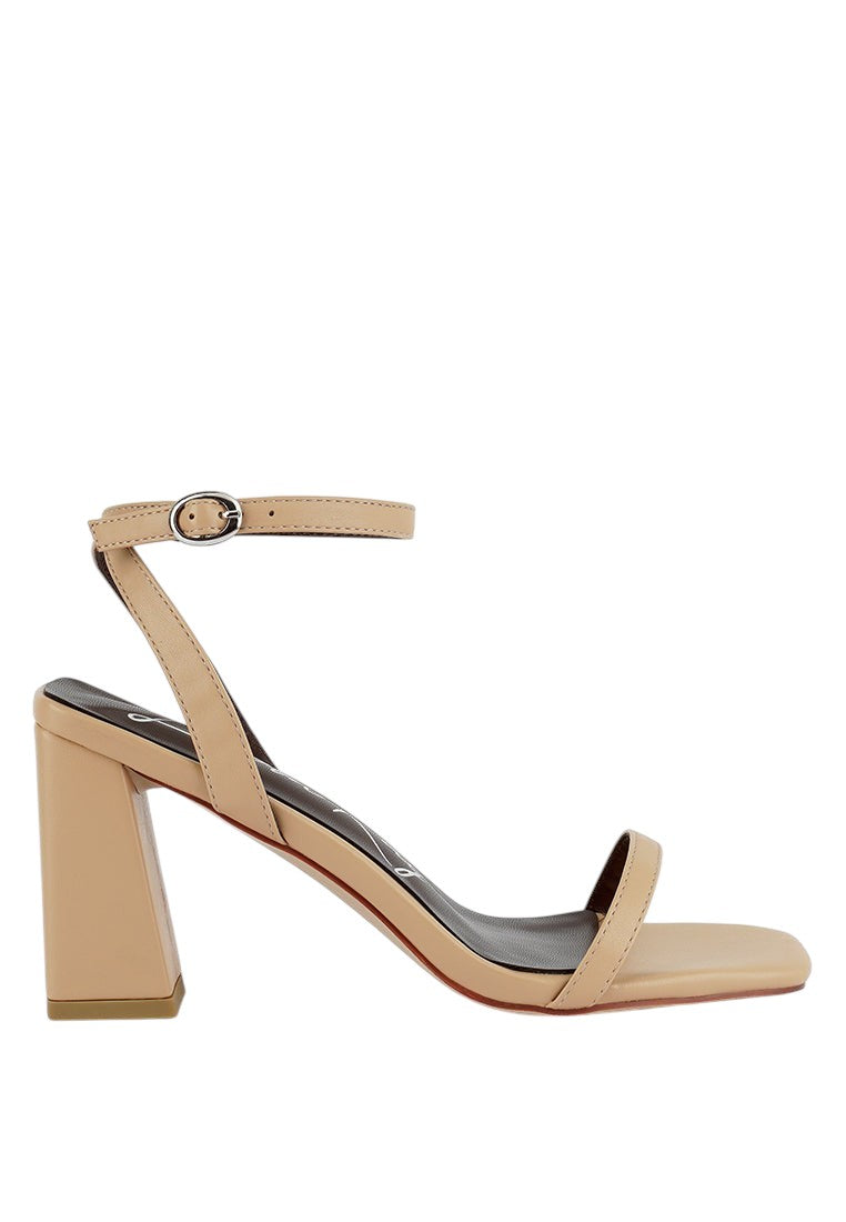 Mooncut Ankle Strap Block Heel Sandals