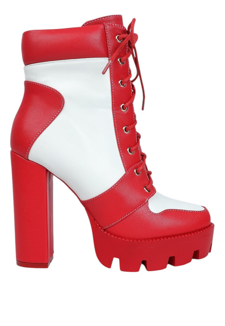 Moos Block Heel Lace Up Boots