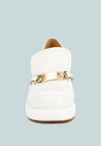 Morgan Metallic Embellishment Leather Platform Loafers