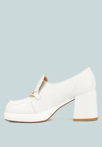 Morgan Metallic Embellishment Leather Platform Loafers
