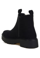 Rag Company Mothman fur detail boots featuring a sleek black design and zip closure for easy wear