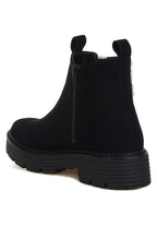 Rag Company Mothman fur detail boots featuring a sleek black design and zip closure for easy wear