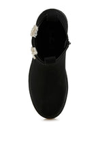 Rag Company Mothman fur detail boots featuring a sleek black design and unique fur accents