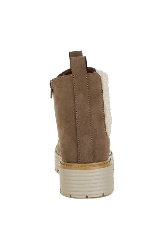 Stylish women's Mothman fur detail boots with a textured back and comfortable sole