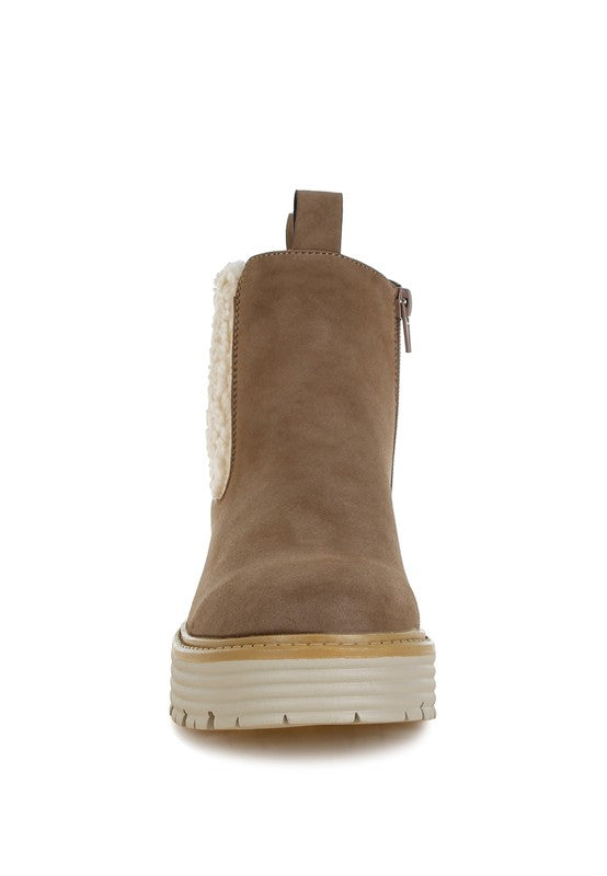 Rag Company Mothman fur detail boots in taupe with a stylish design and comfortable sole