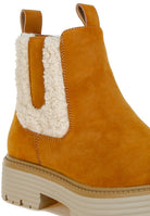 Rag Company Mothman fur detail boots in orange with a chunky sole for stylish comfort
