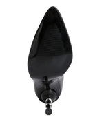 Bottom view of Rag Company's moulin ringed stiletto booties featuring a sleek design and pointed toe
