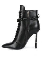 Rag Company moulin ringed stiletto booties in black with lace detailing and silver accents