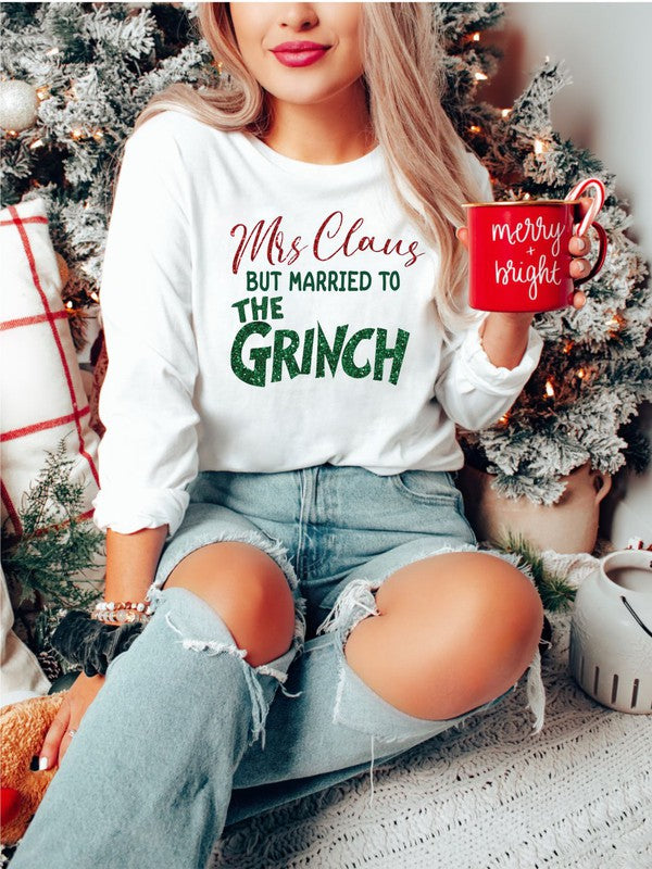 Women's Ocean and 7th Mrs Claus the Grinch shirt with festive design for holiday celebrations