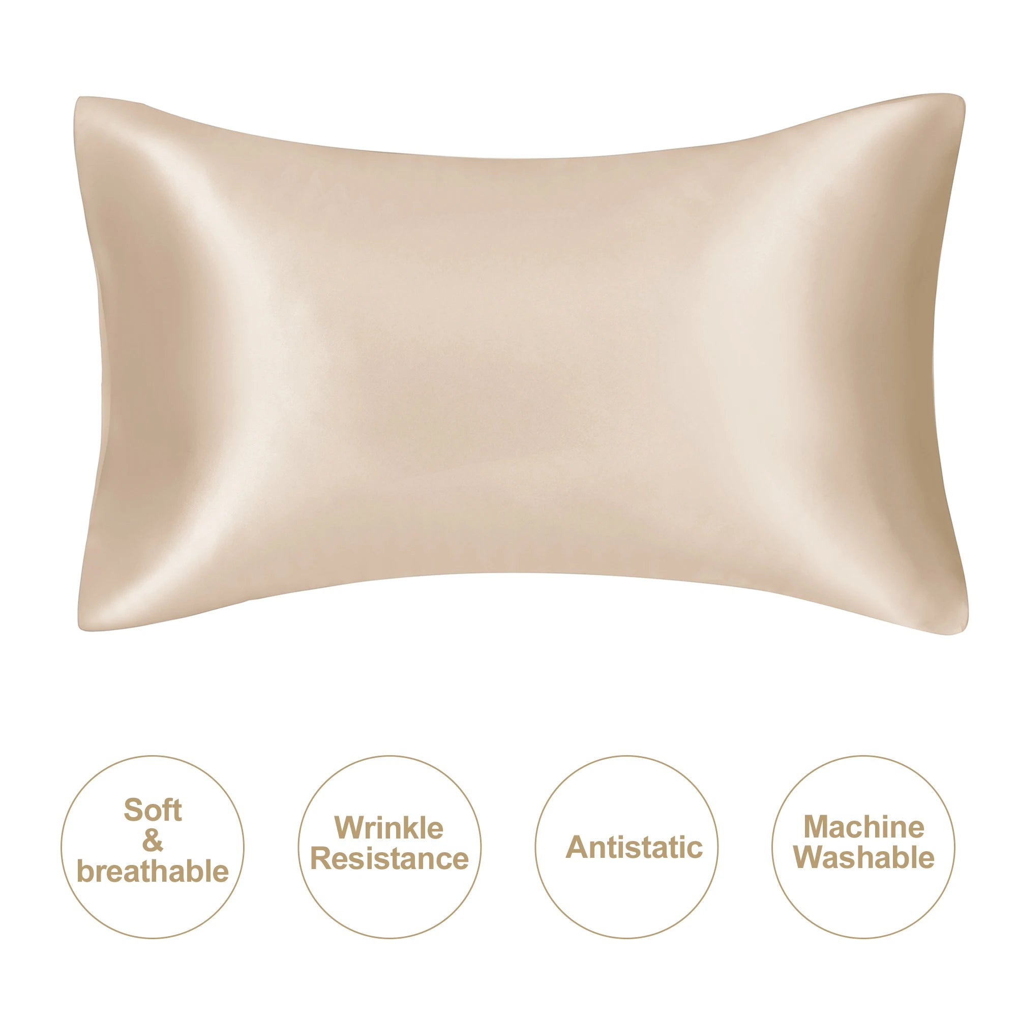Beige mulberry silk pillowcase, soft and breathable for luxurious sleep