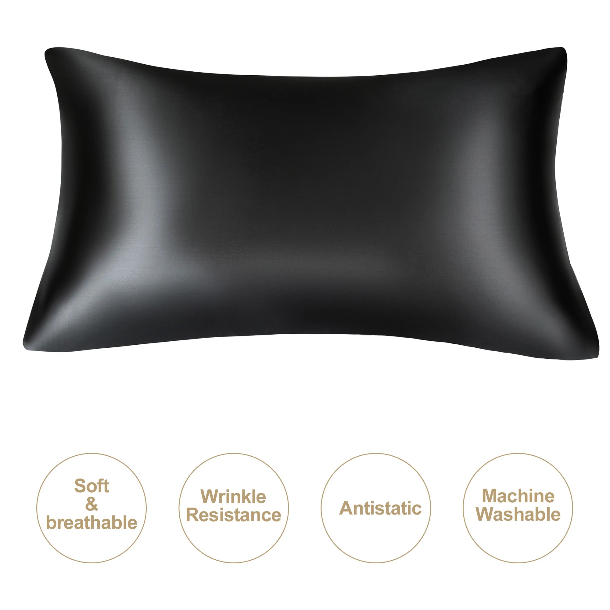 Black mulberry silk pillowcase, soft and breathable for luxurious sleep