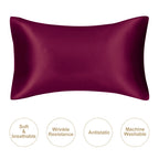 Burgundy mulberry silk pillowcase, soft and breathable for luxurious sleep