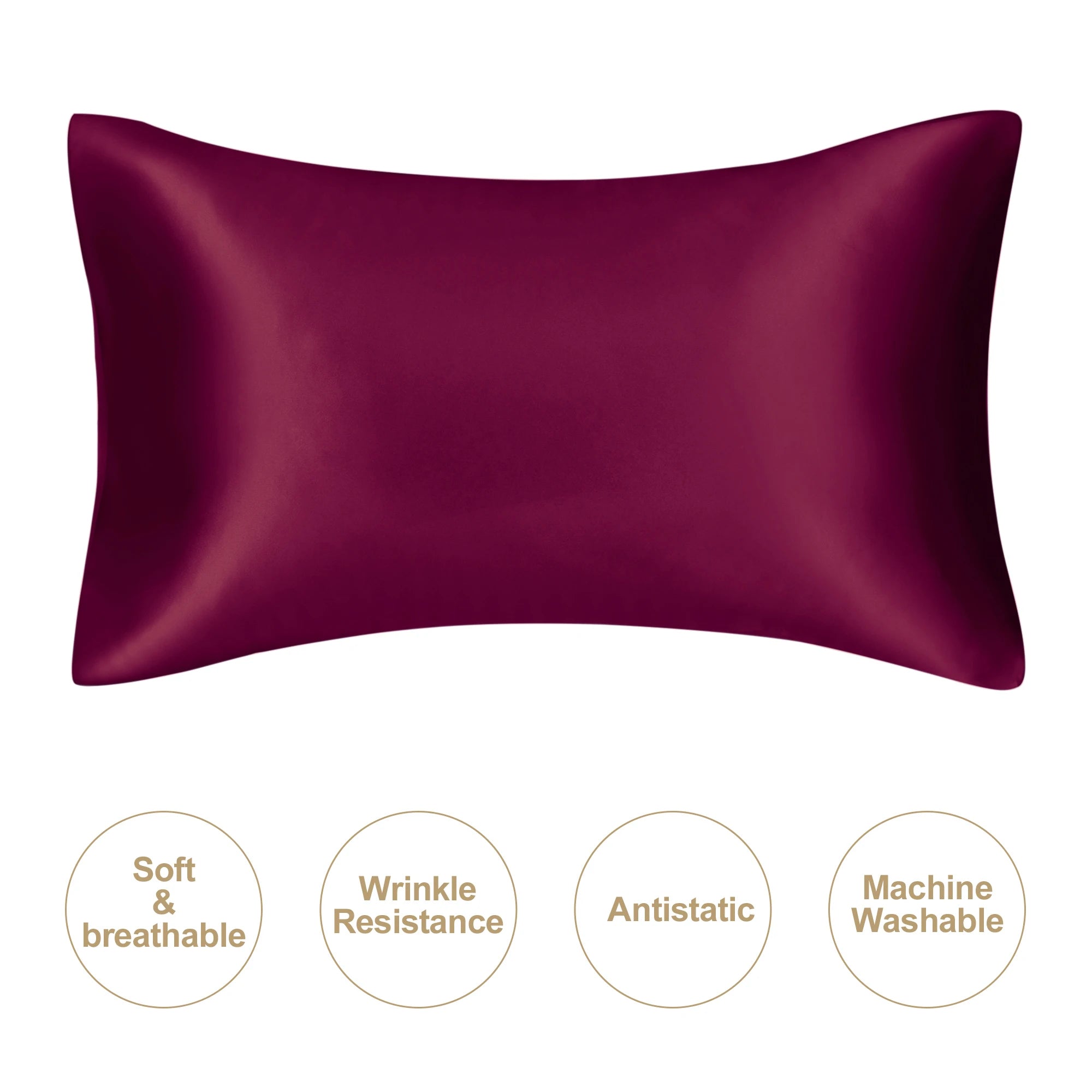 Burgundy mulberry silk pillowcase, soft and breathable for luxurious sleep