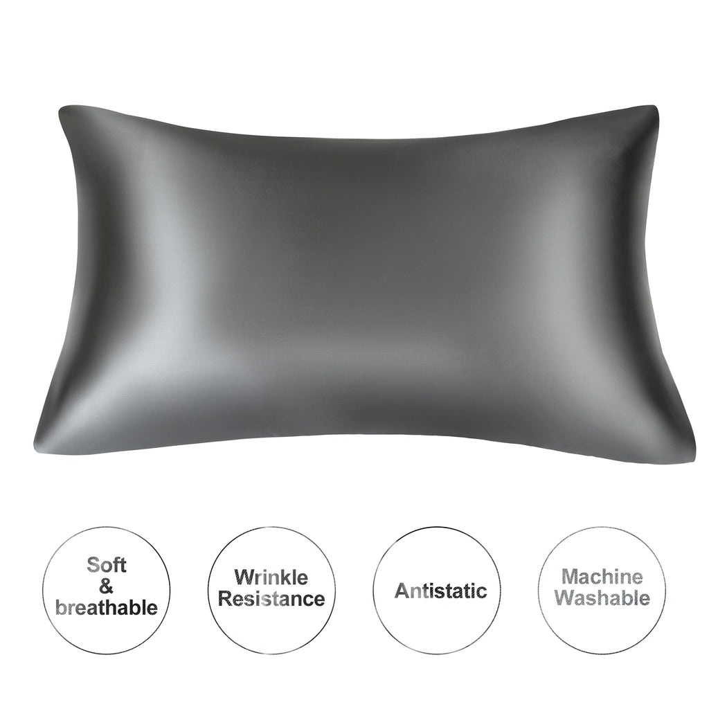 Dark gray mulberry silk pillowcase, soft and wrinkle-resistant