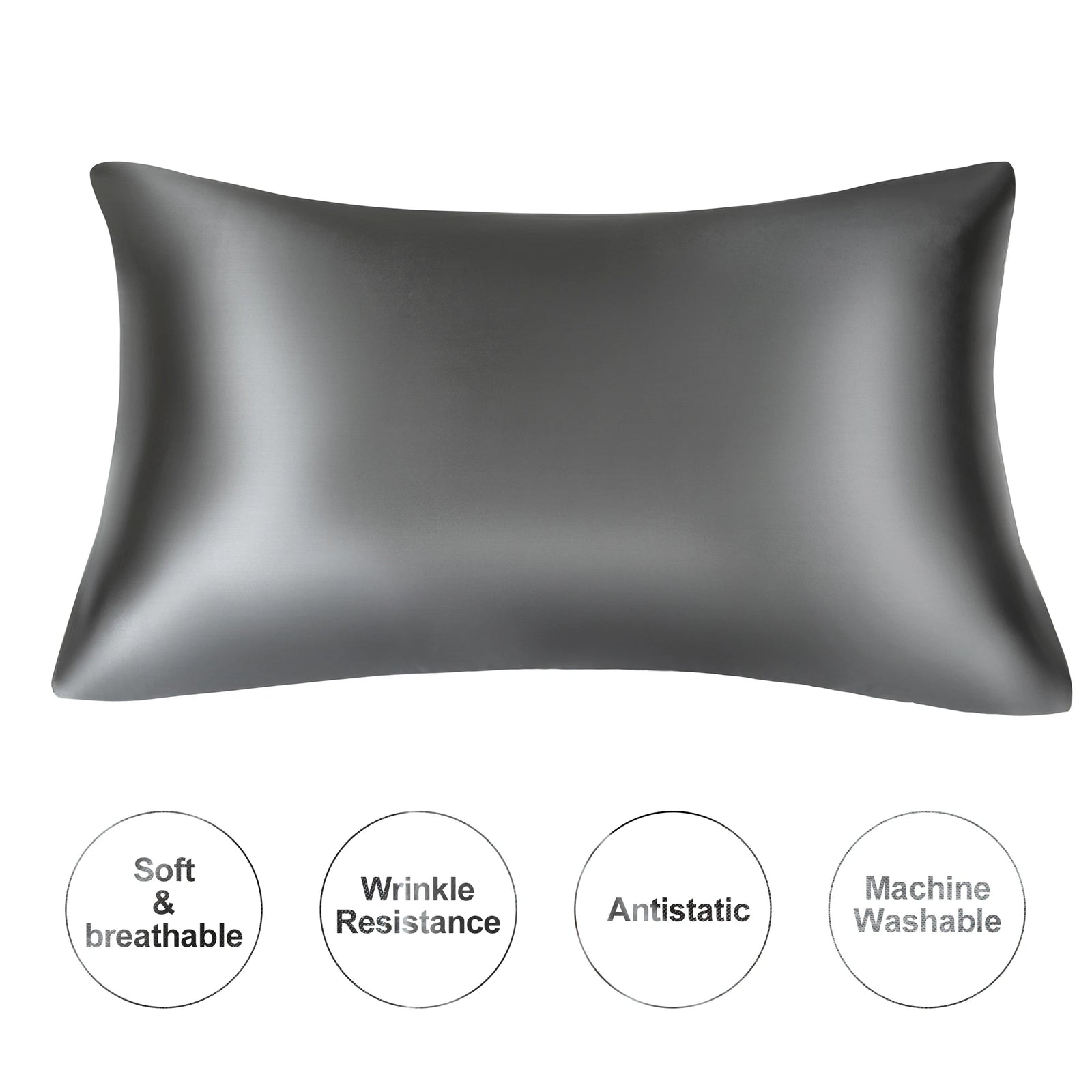 Dark gray mulberry silk pillowcase, soft and wrinkle-resistant
