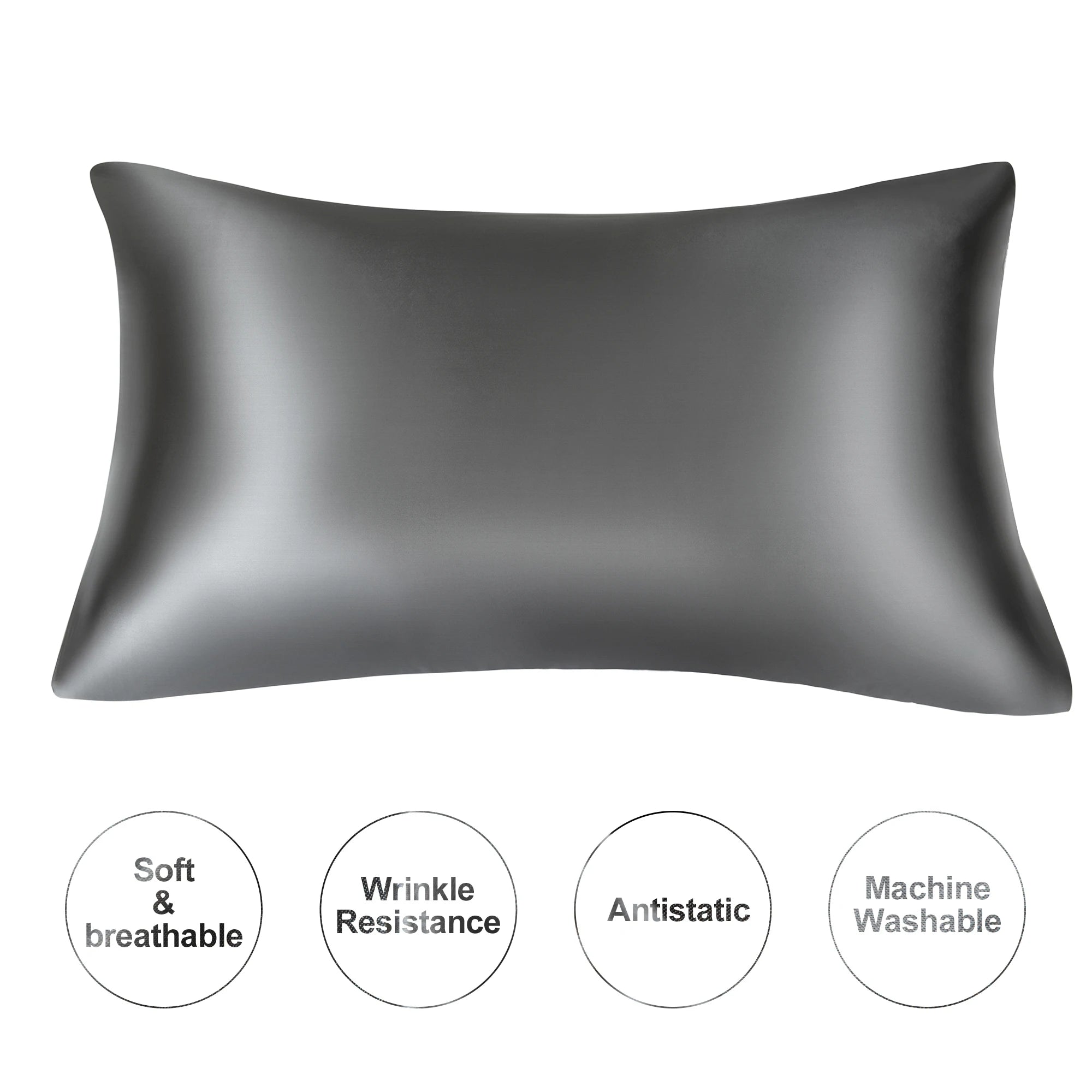 Dark gray mulberry silk pillowcase, soft and wrinkle-resistant