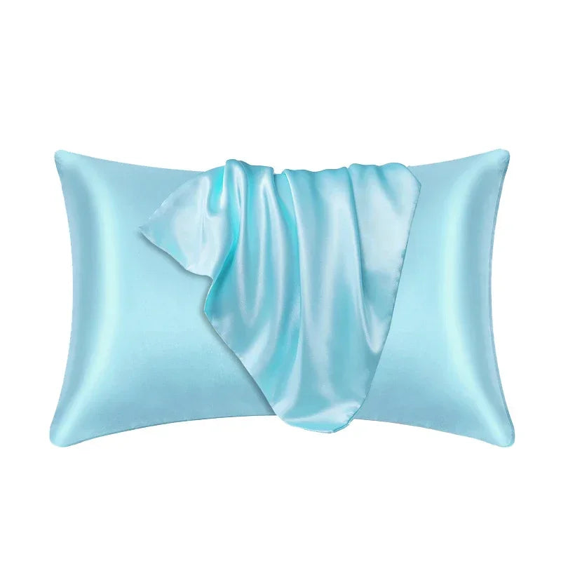 Blue mulberry silk pillowcase for hair and skin care
