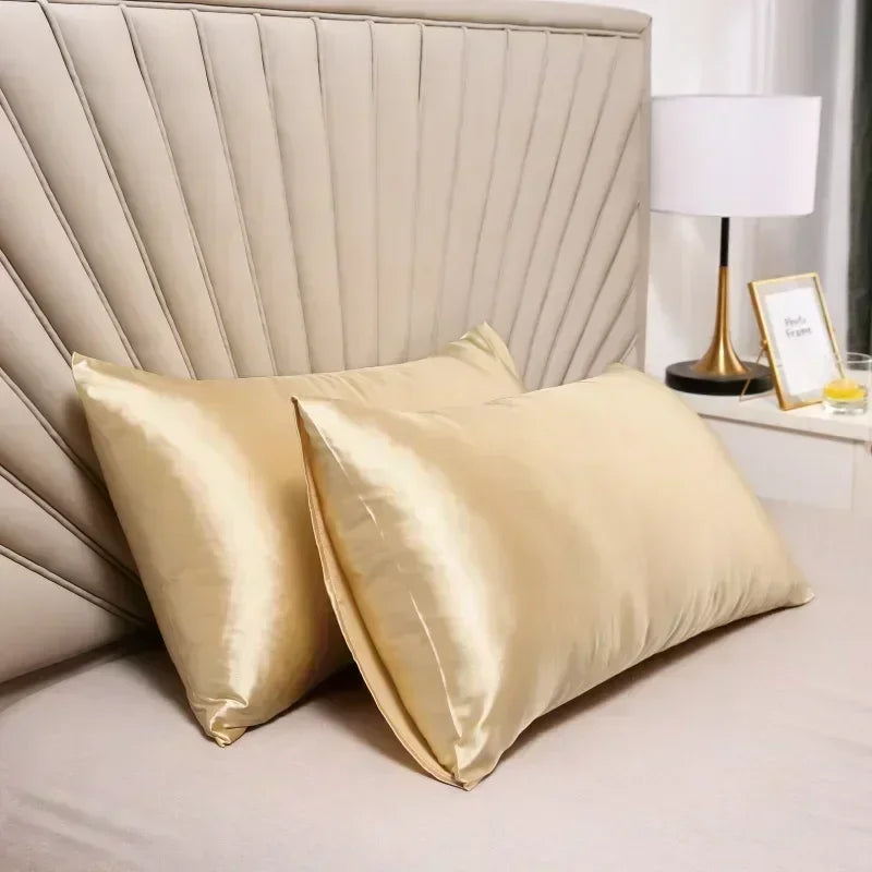 Gold mulberry silk pillowcase for hair and skin, luxurious bedding